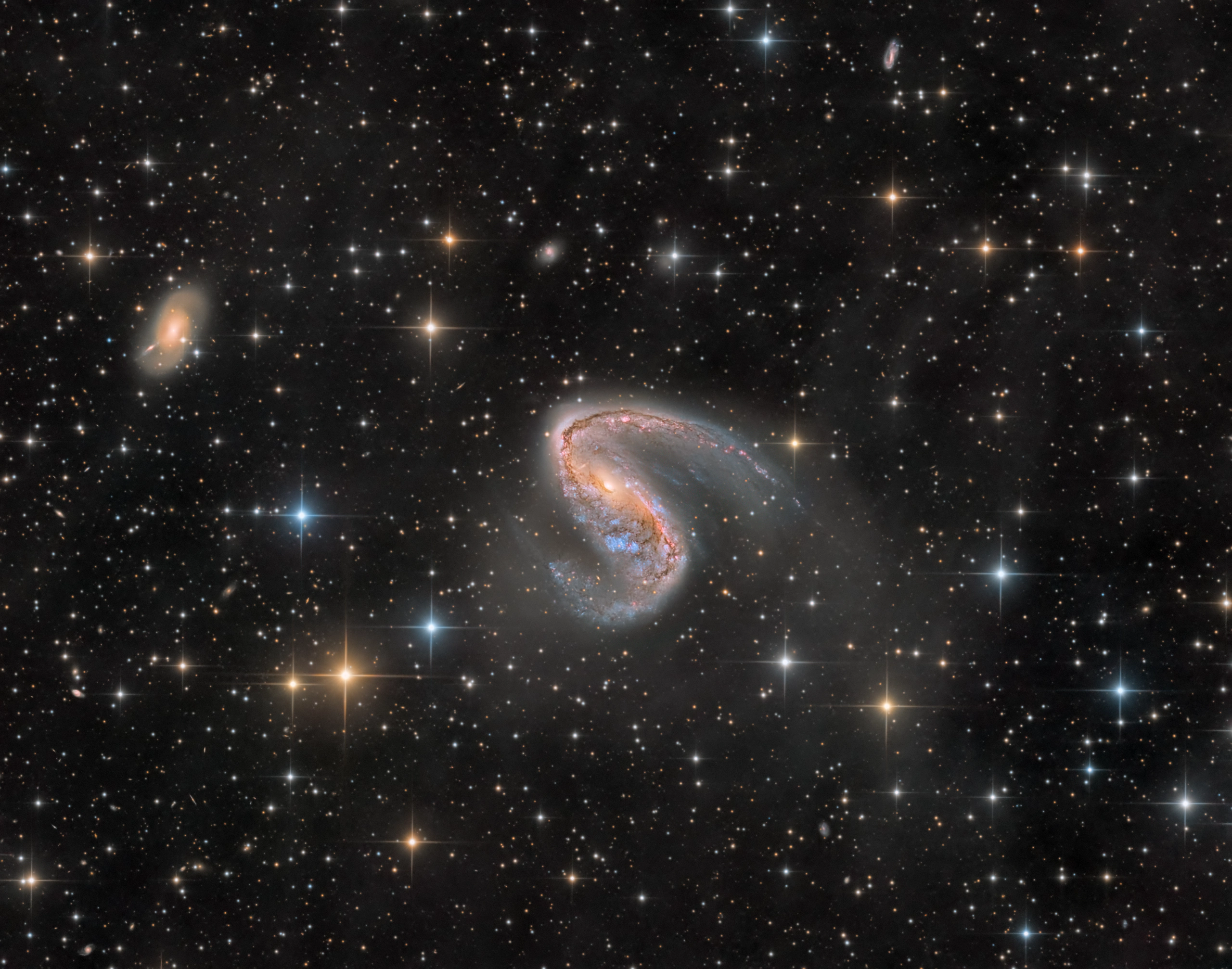 meathook-galaxy-ngc-2442-halrgb-display The Meathook Galaxy NGC 2442, its dust lane bent by a collision, in 48 hours of HaLRGB