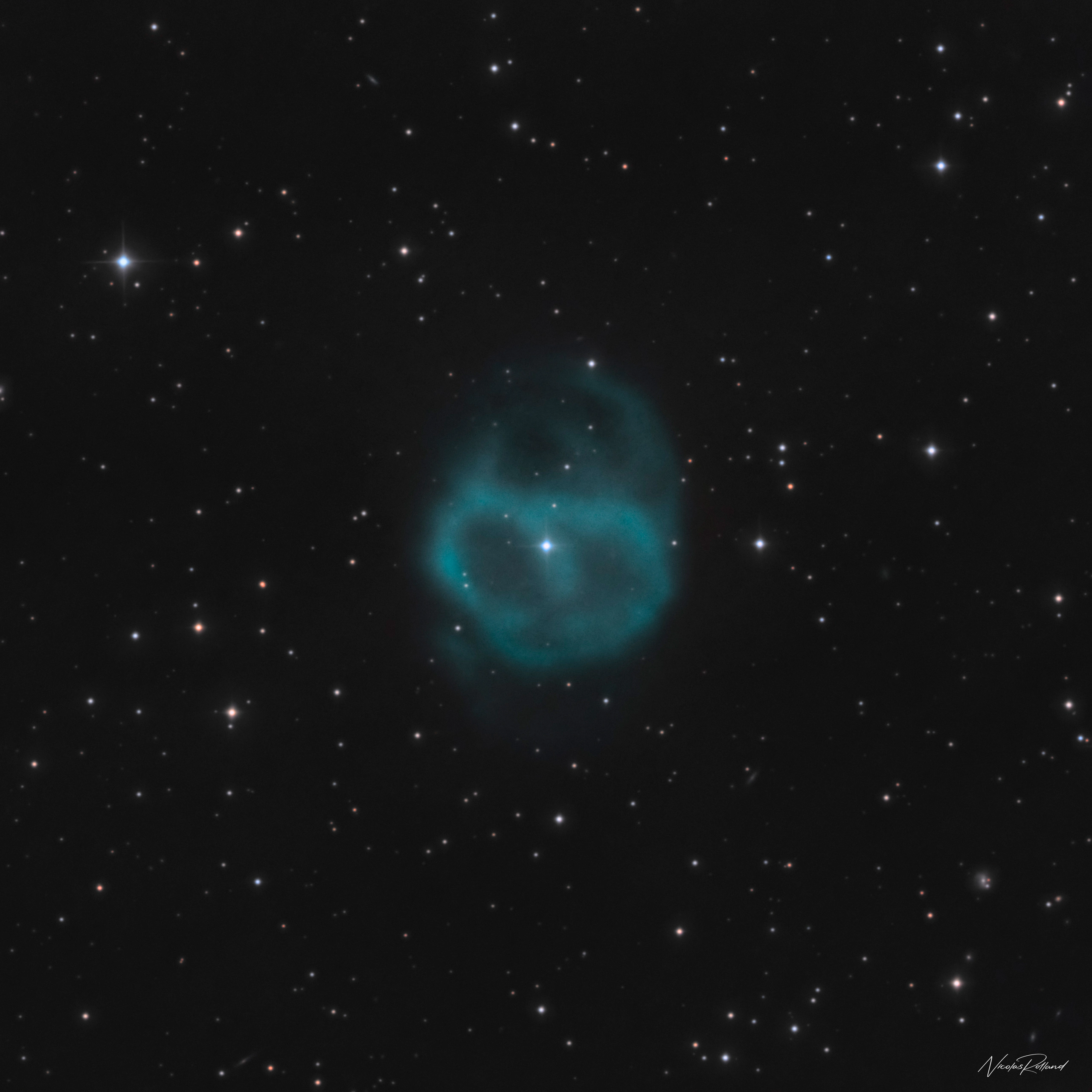 abell-36-nebula-oiiirgb-display Abell 36, an old planetary nebula in Virgo with a faint extended shell around a white dwarf, in 12.8 hours of OIIIRGB