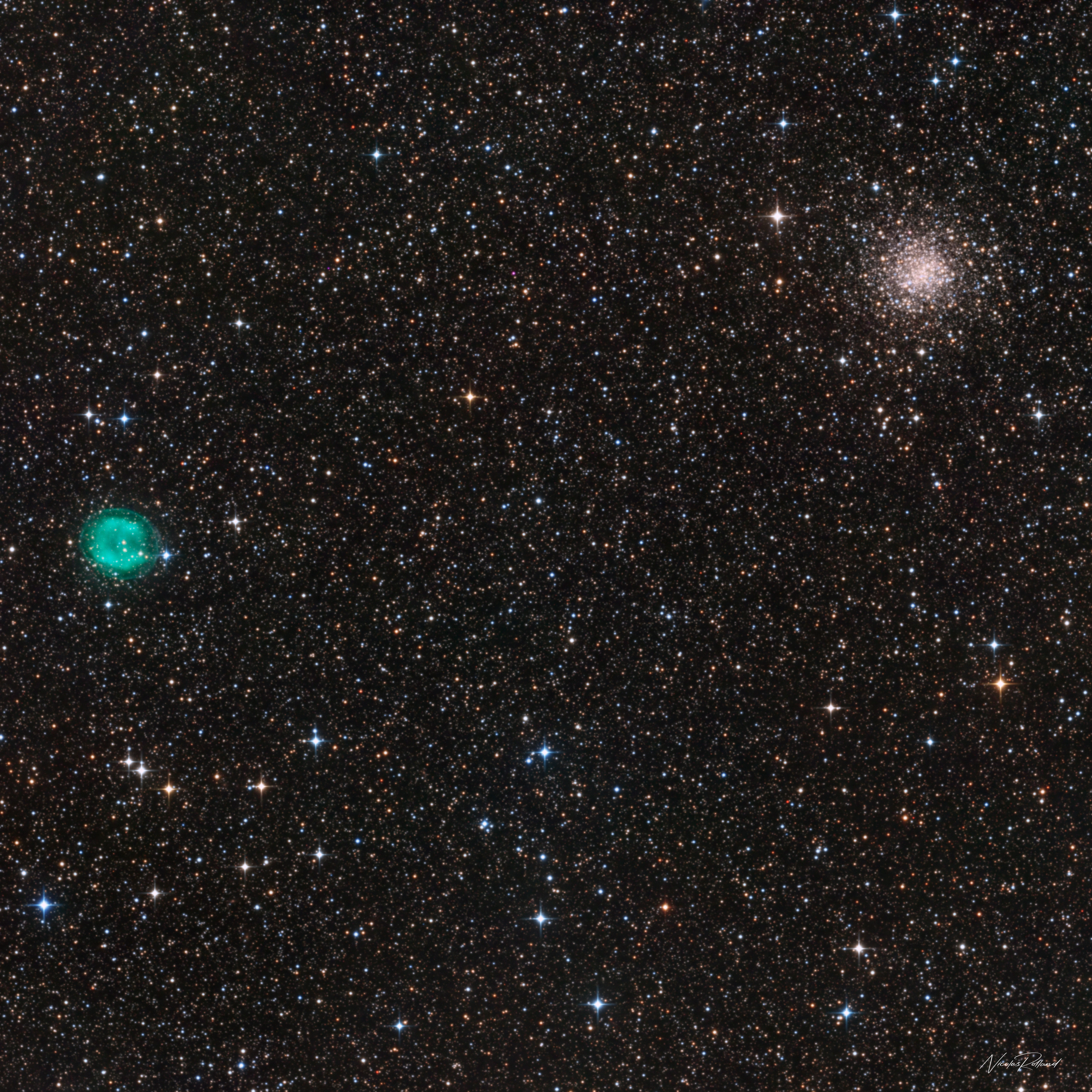 ic-1295-nebula-lrgb-display IC 1295, a planetary nebula in Scutum beside the globular cluster NGC 6712, in 6.3 hours of LRGB