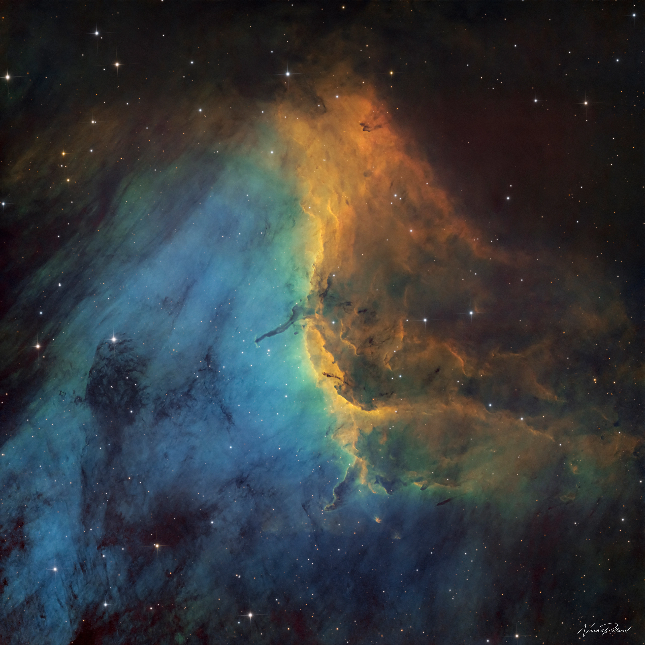 IC 5070, the Pelican Nebula in Cygnus, a close-up on its winding dark dust lane, in 9 hours of SHO