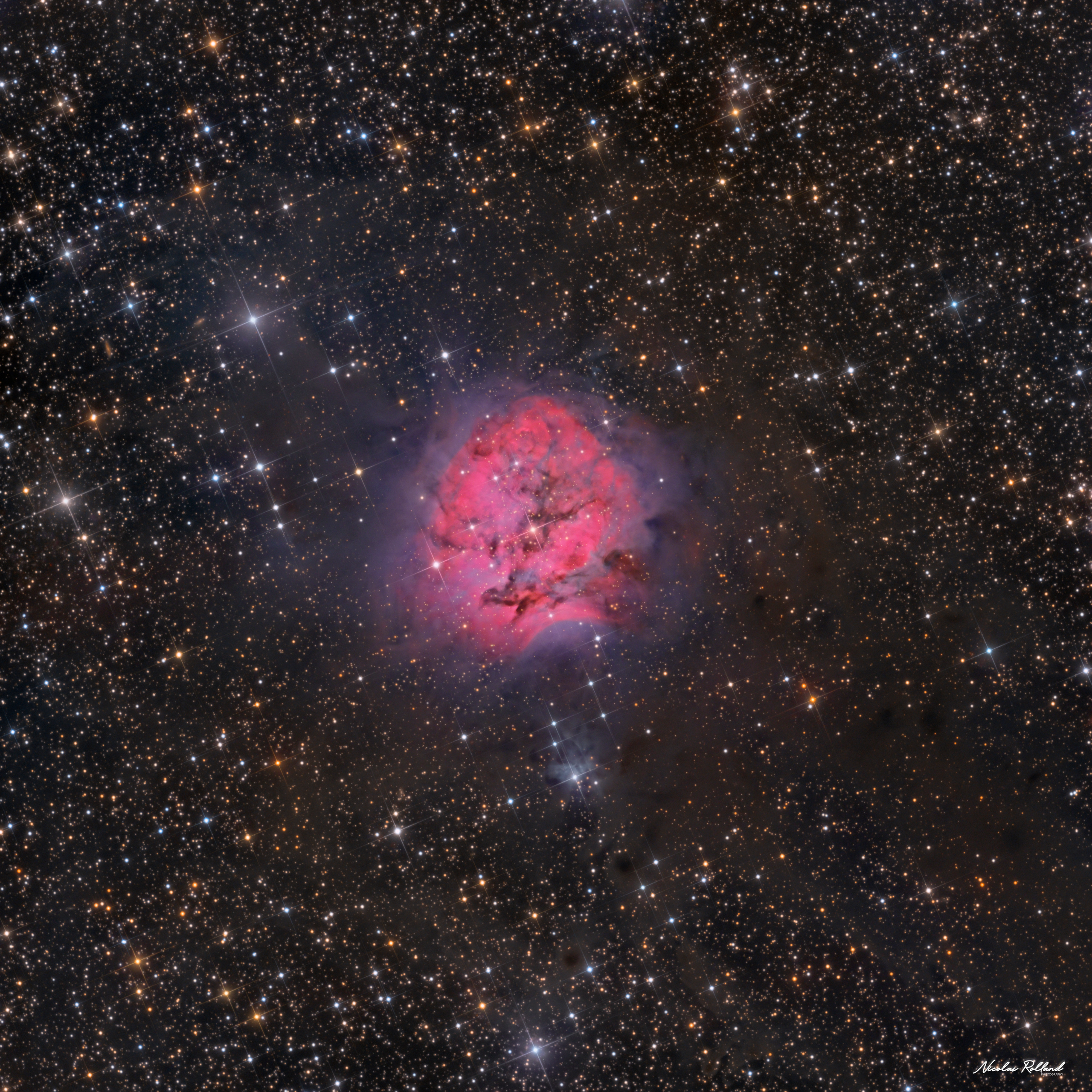 The Cocoon Nebula IC 5146 in Cygnus, at the tip of the dark dust lane Barnard 168, in 24 hours of HaLRGB