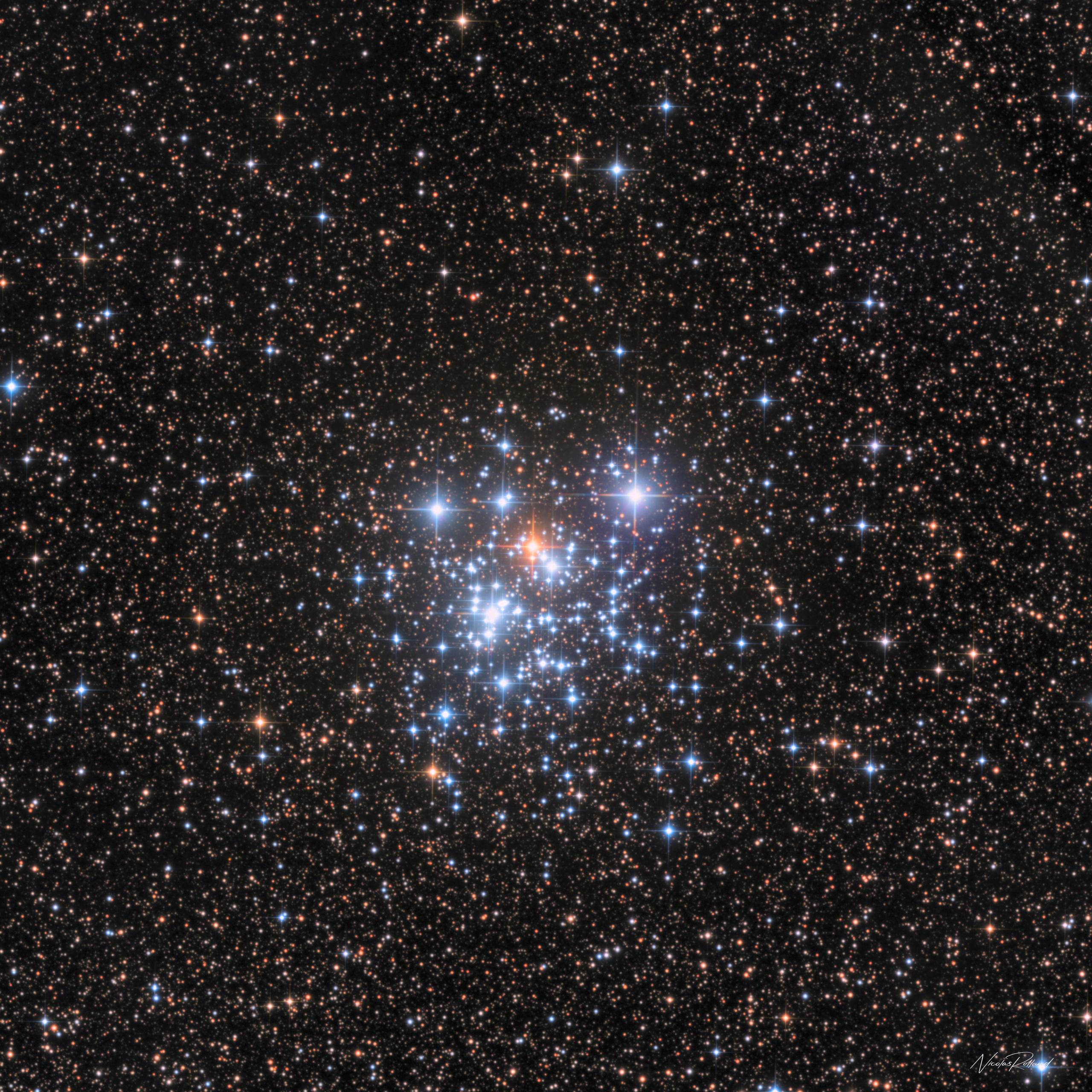 The Jewel Box, NGC 4755, an open cluster in Crux prized for its contrasting star colors, in 10.8 hours of LRGB