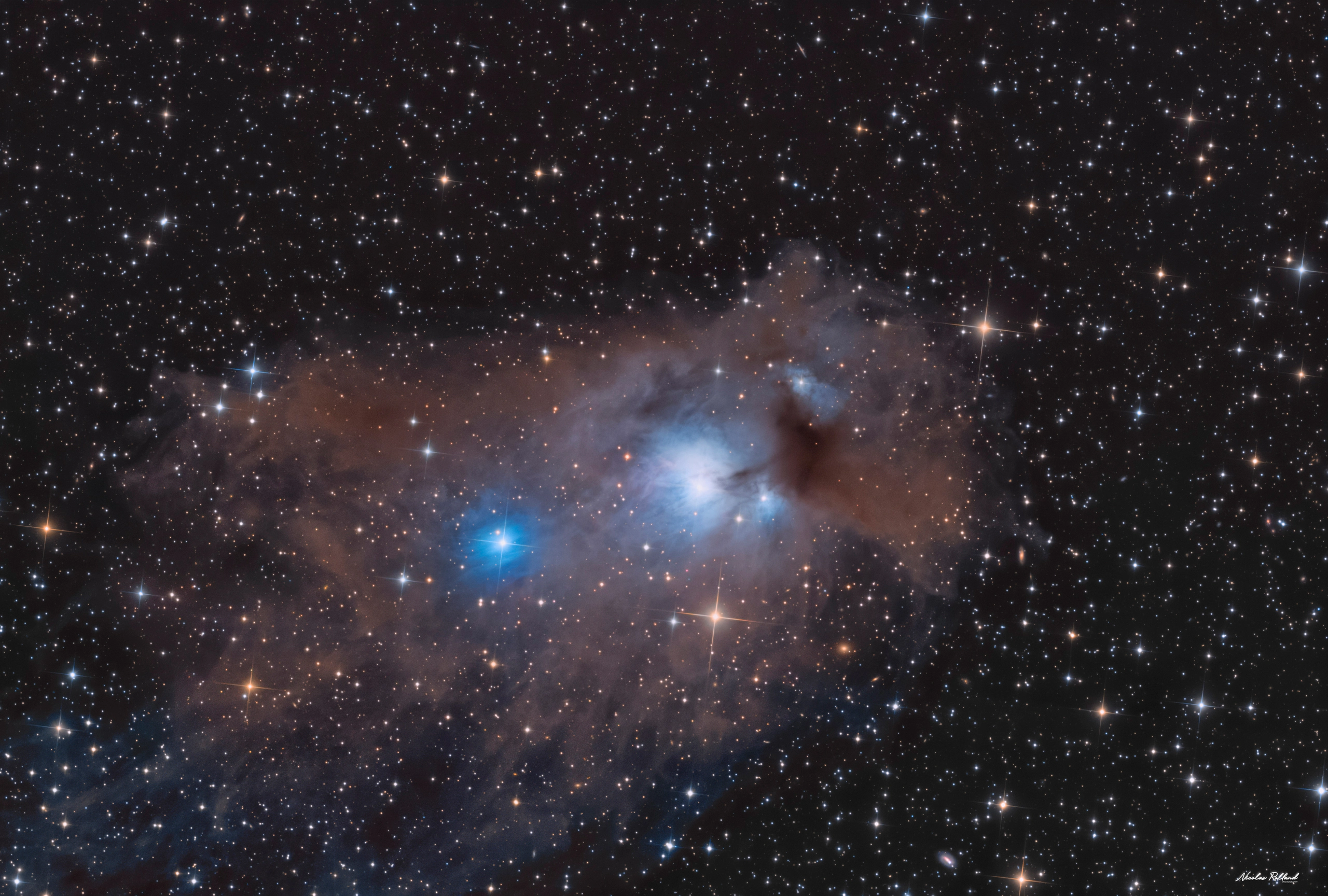 ngc-5367-nebula-lrgb-display The reflection nebula NGC 5367 in Centaurus, lit by a faint double star and rarely imaged, in 23 hours of LRGB