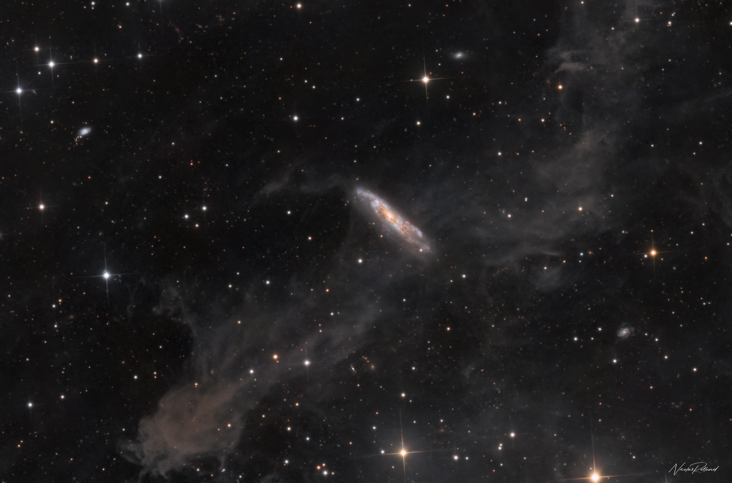 ngc-7497-202307-cdk-24-qhy600m-lrgb-nicolas-rolland-display NGC 7497, a faint near edge-on spiral galaxy in Pegasus with a low surface brightness, in 10.9 hours of LRGB