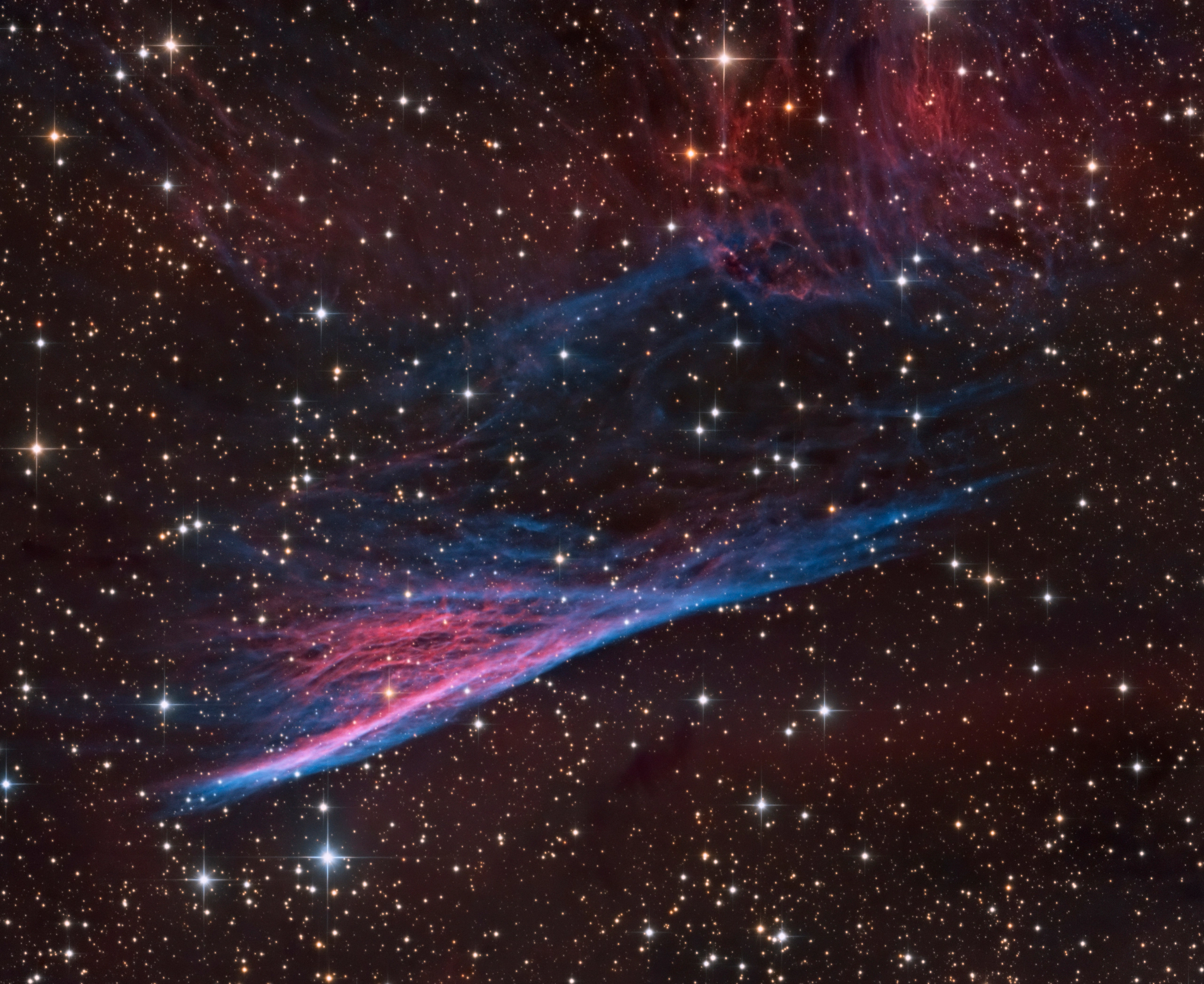 The Pencil Nebula NGC 2736, a shock front from the Vela supernova still ploughing through the gas
