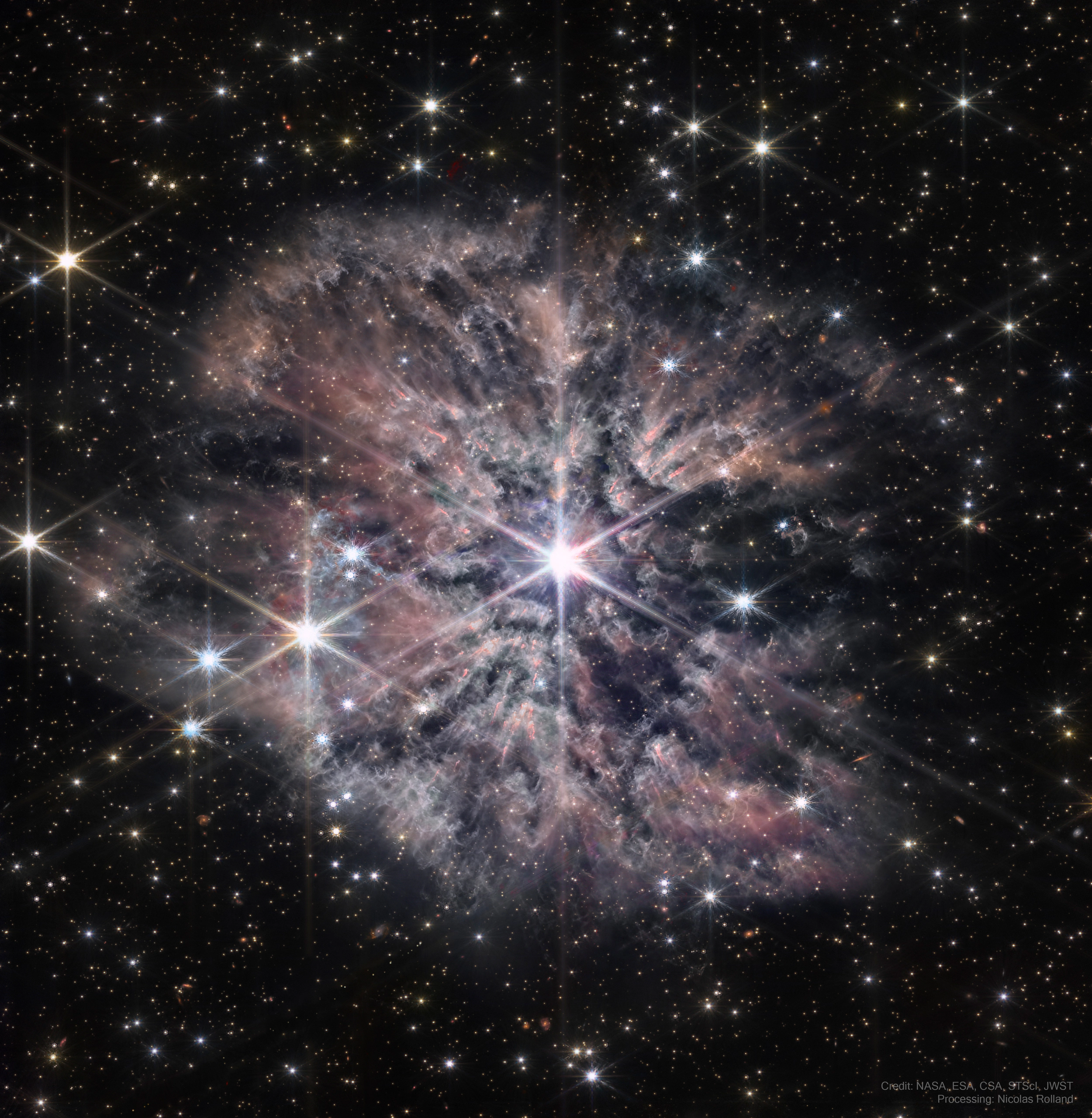 wr-124-jwst-nircam-display WR 124, a Wolf-Rayet star casting off its outer layers into the surrounding nebula